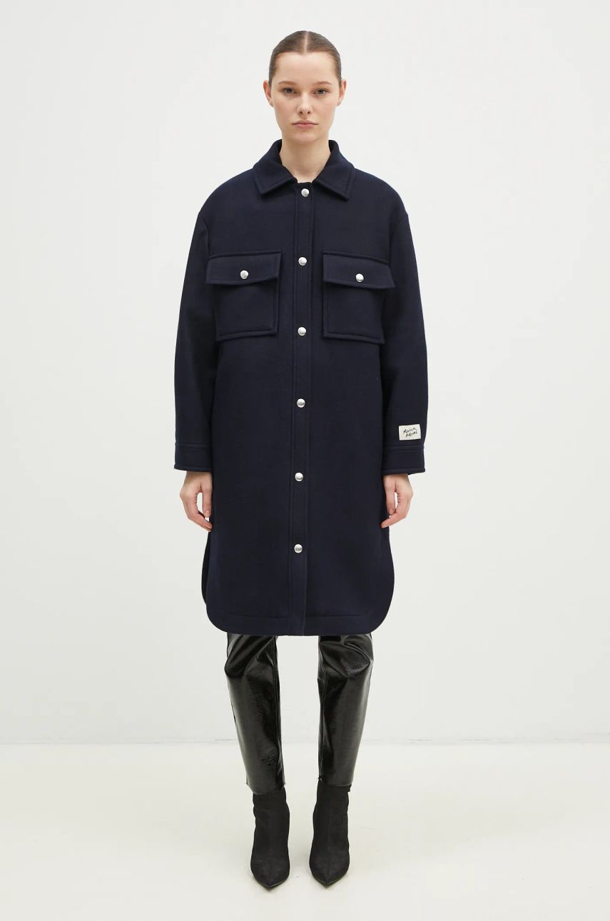 Jakke MAISON KITSUNÉ Maison Kitsune Workwear Wool Shirt Jacket Blå | NW02211WM0026, 0