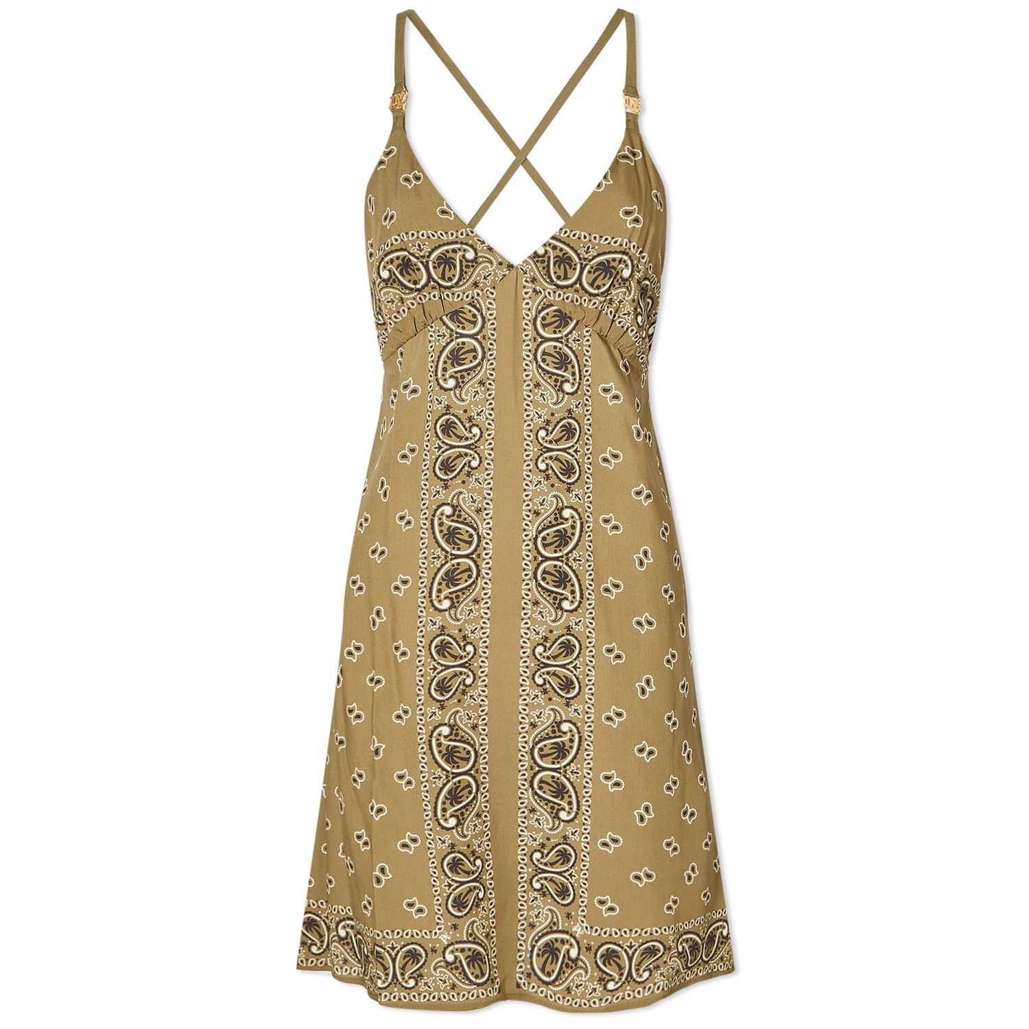 Kjole Palm Angels Paisley Slip Dress Grøn | PWDJ007S24FAB0015656, 0