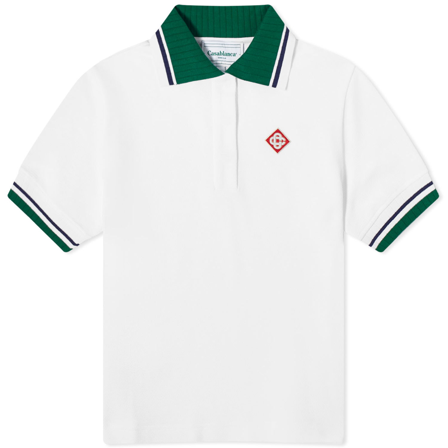 Polo skjorte Casablanca Textured Pique Polo Shirt Top Hvid | WS24-JTP-235-01, 0