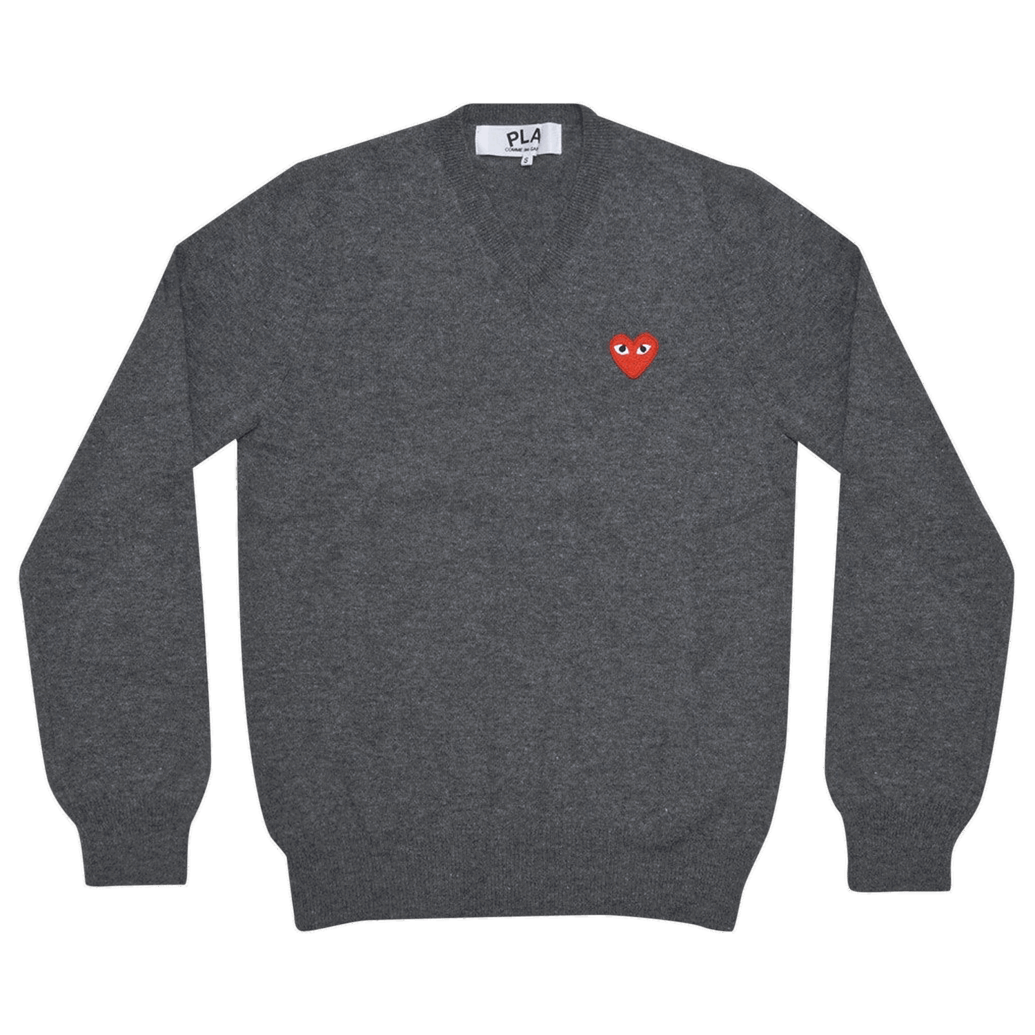 Sweater Comme des Garçons PLAY Heart Patch V-Neck Sweater Grå | AZ N002 051 3, 0