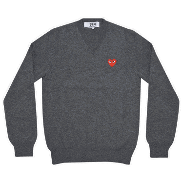 Sweater Comme des Garçons PLAY Heart Patch V-Neck Sweater Grå | AZ N002 051 3, 0