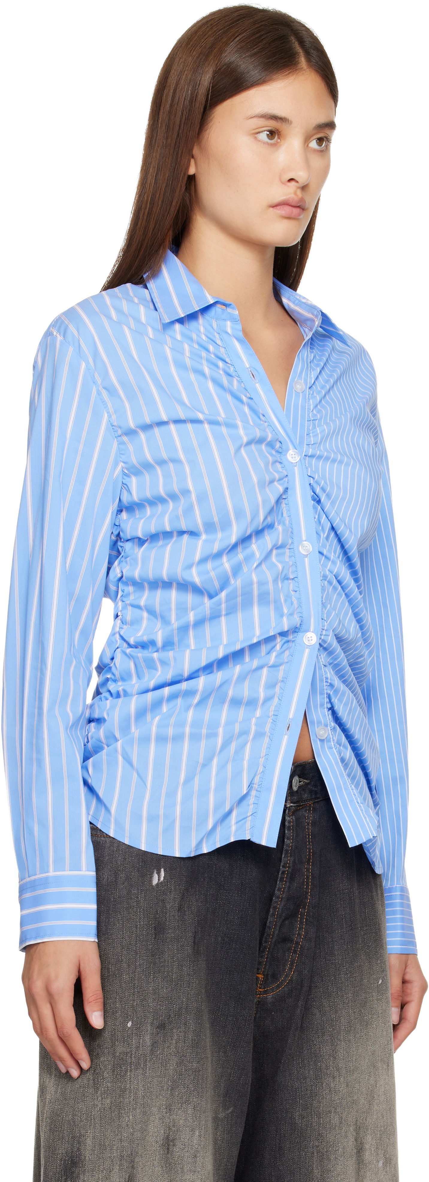 Skjorte Andersson Bell Stripe Shirring Shirt Blå | atb1398w, 1