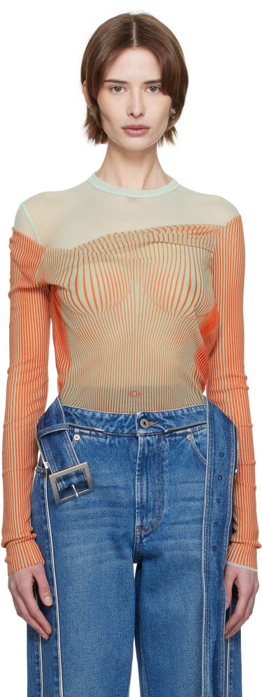 T-shirt Jean Paul Gaultier Jean Paul Gaultier Draped Body Morphing Bodysuit Orange | 25/33-F-BD064-T578-4216, 0