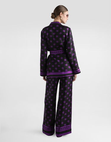 Pyjamas Dolce & Gabbana Dolce & Gabbana All-over Logo Print Silk Twill Robe Sort | F5I89THI1Z7HN9BP, 2