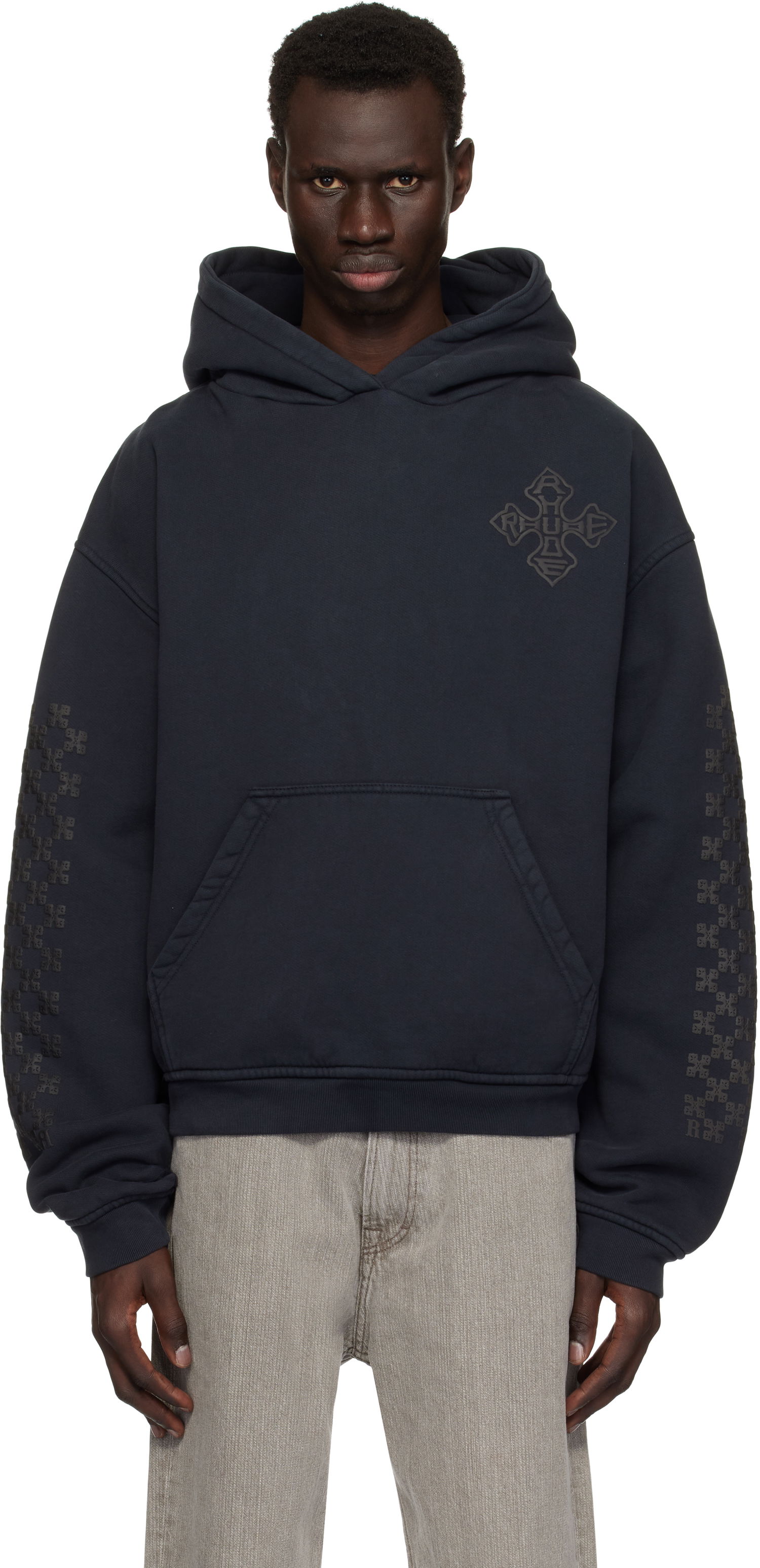 Sweatshirt Rhude Rhude Cross Logo Hoodie Mørkeblå | RHPS25HO02012, 0
