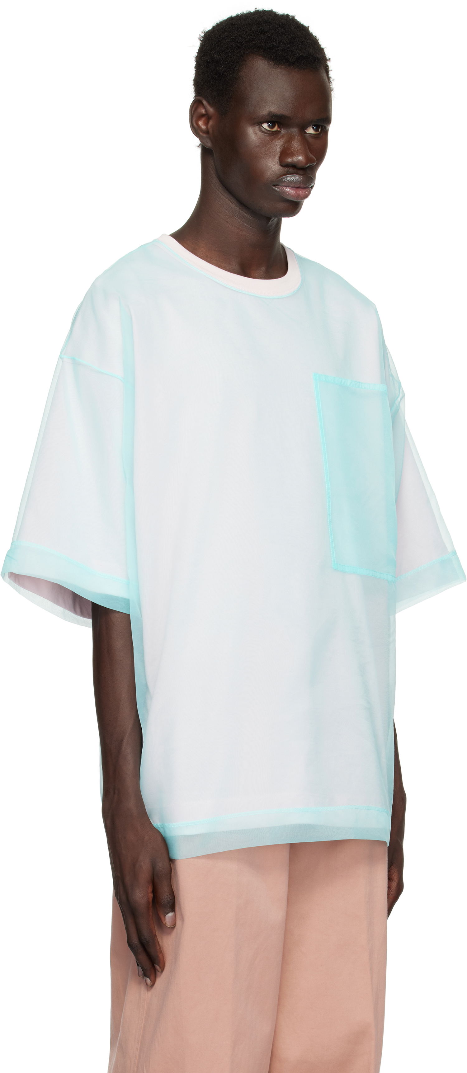 T-shirt Dries Van Noten Dries Van Noten Layered Organza T-Shirt Blå | 251-021120-1603, 1