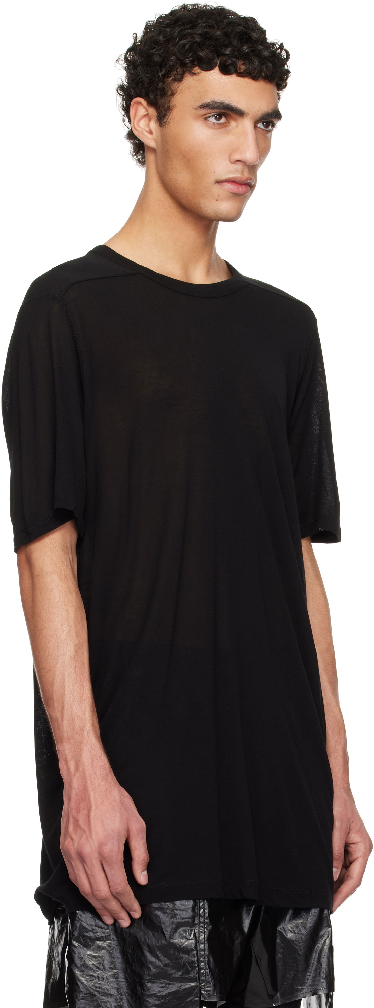 T-shirt Rick Owens Rick Owens Hollywood Level T-Shirt Sort | RU01E5264 JS, 1