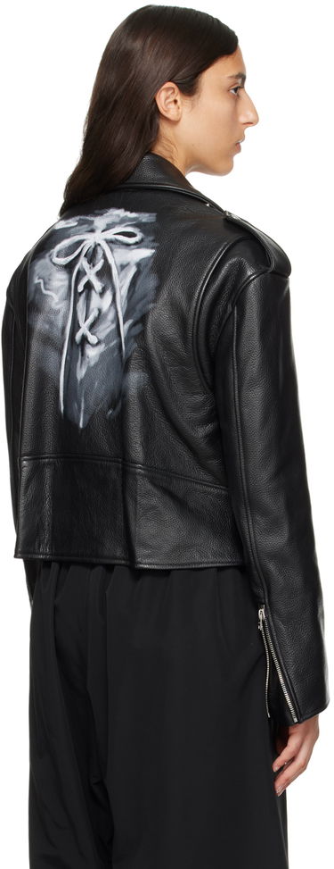 Bomberjakke We11done We11done Women's Leather Biker Jacket Sort | WD-R53-23-130-W-BK, 2