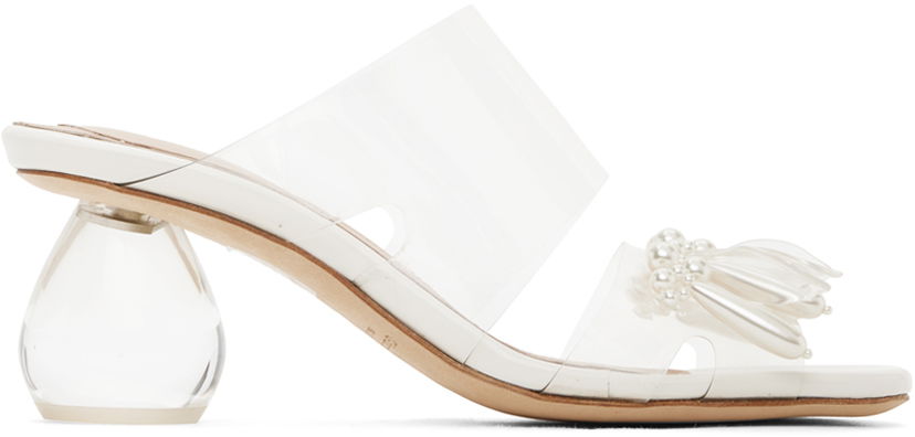Tilbehør Simone Rocha Simone Rocha Beaded Perspex Heeled Sandals Hvid | LH12B 0743