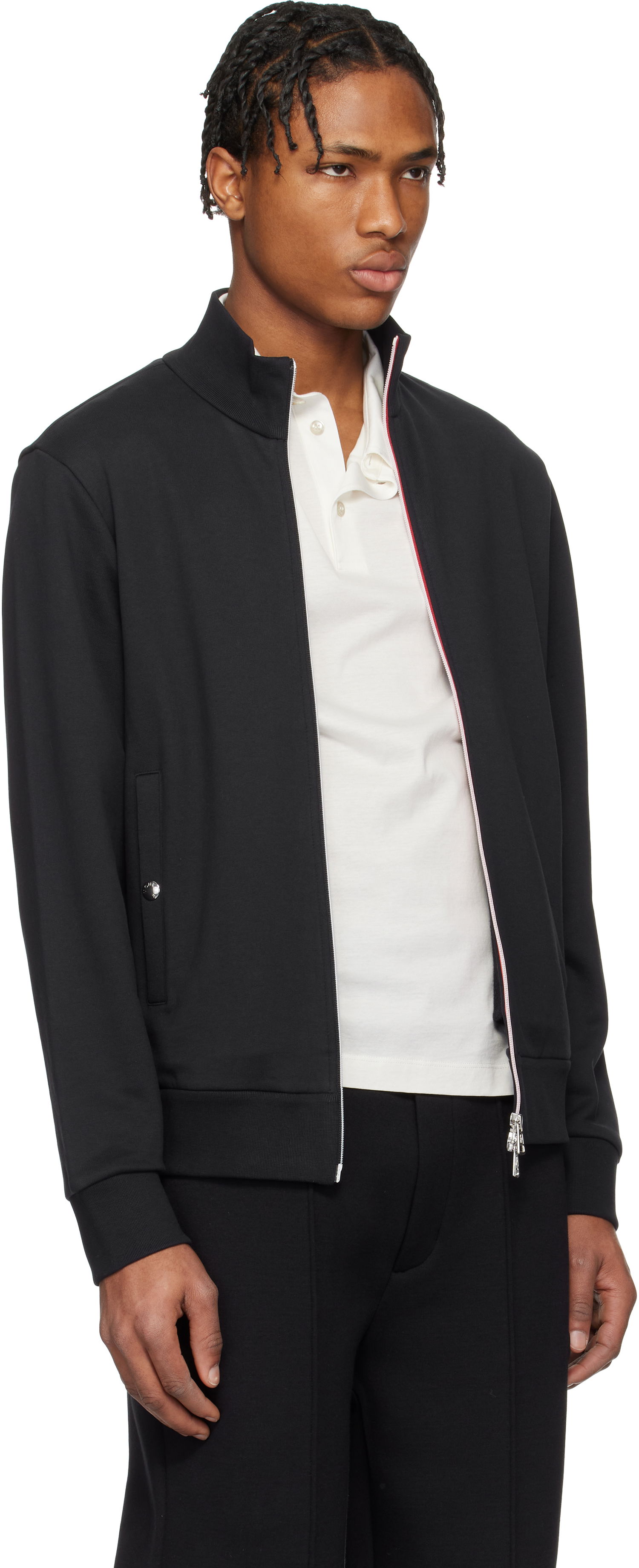 Jakke Moncler Moncler Tricolor-Trimmed Cotton Zip-Up Sweatshirt Sort | K10918G00072809KR, 1