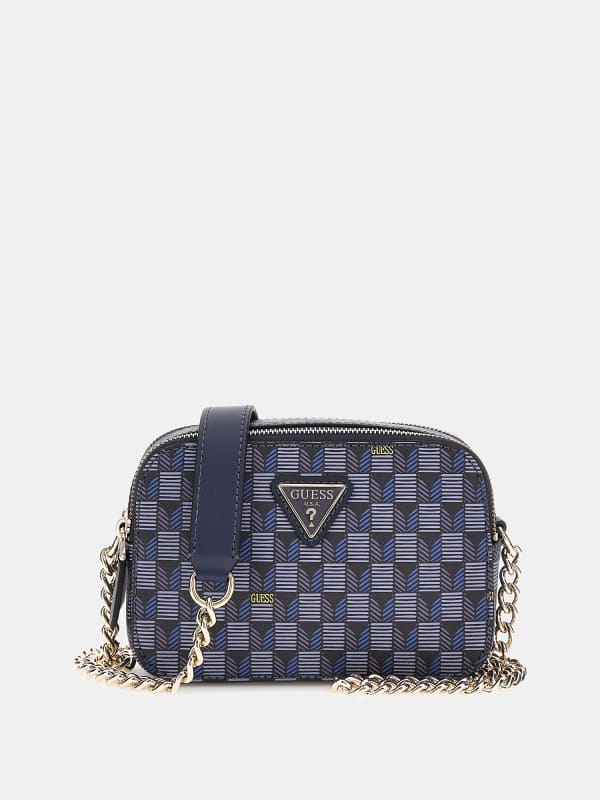 Håndtaske GUESS Vikky Geometric Crossbody Mørkeblå | HWJT9318140, 0