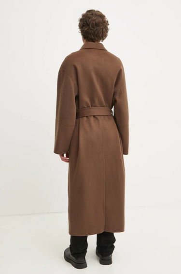 Frakker Nanushka Wool Overcoat with Belted Waist Brun | NM24FWJK02678, 2