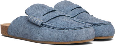 Sneakers og sko JW Anderson JW Anderson Felt Stitch Loafer Mules Blå | LF0078-LA0380, 3