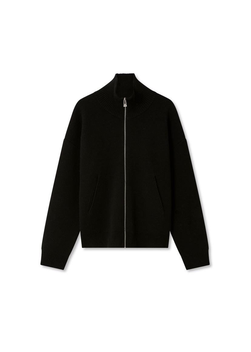 Sweater AXEL ARIGATO Core Ribbed Collar Zip-Up Sweater with Front Pockets Sort | A2143004