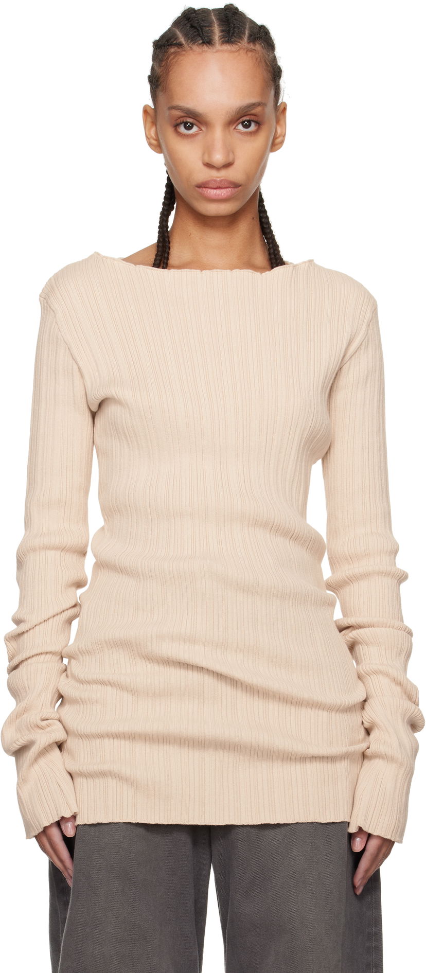 Sweater Entire Studios Entire Studios Arches Ribbed Knit Sweater Beige | ES2716BU