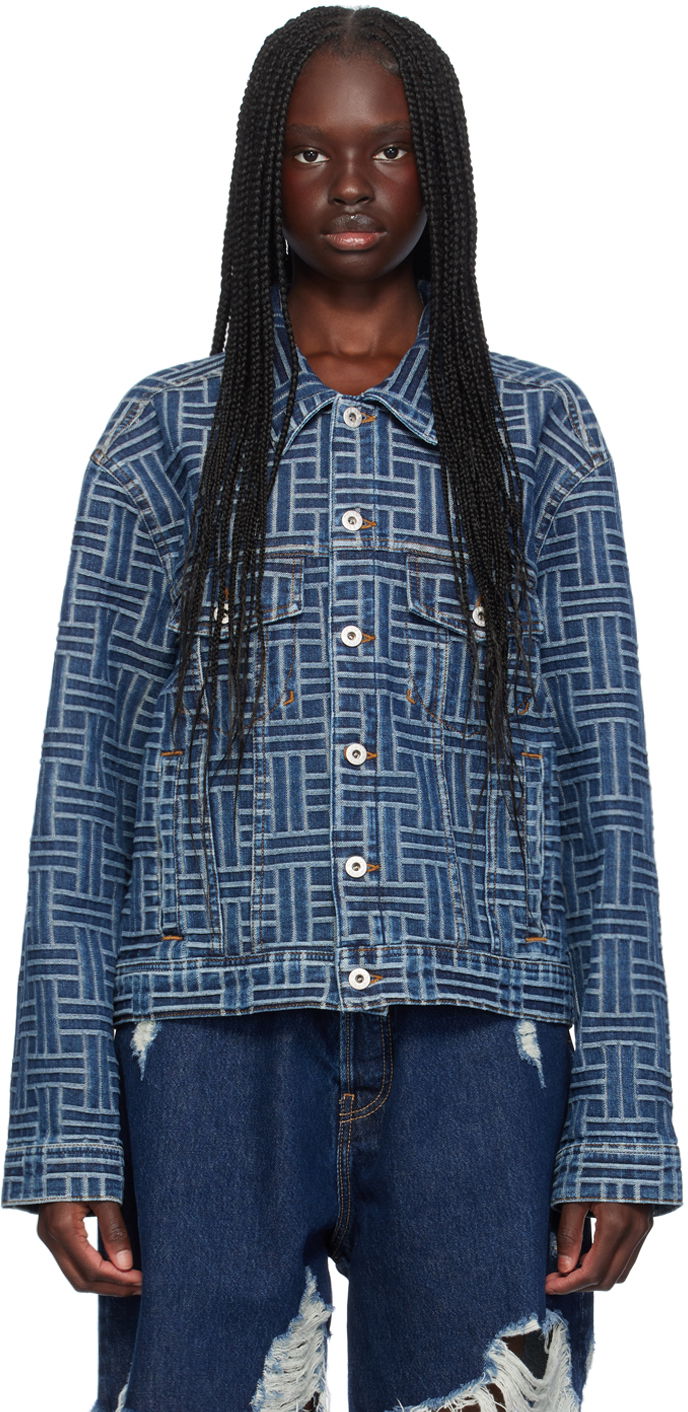 Jakke KENZO Blue Paris ' Weave' Denim Jacket Blå | FE62DV2486J3, 0