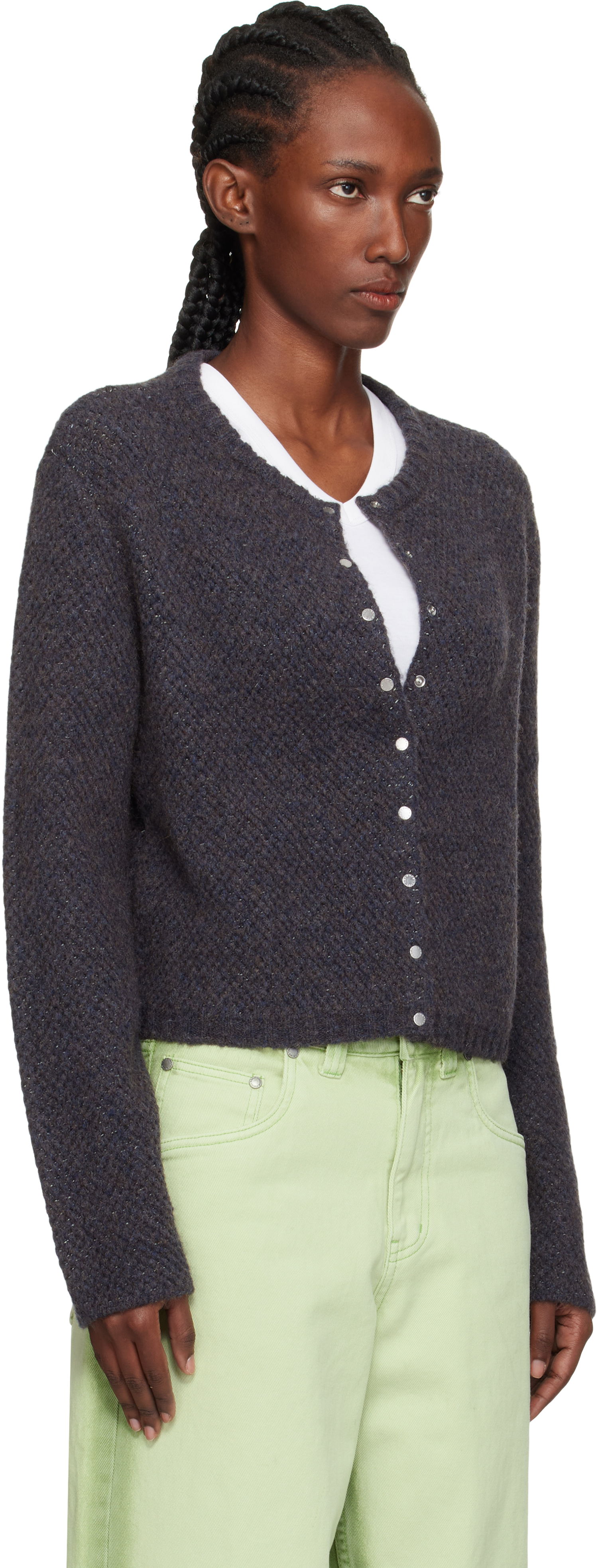 Sweater Eckhaus Latta Eckhaus Latta Yak Snap Cardigan Mørkeblå | 8257-EL-PF25-M -, 1