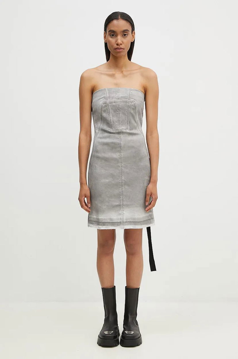 Kjole Rick Owens Splintered Denim Bustier Mini Dress Grå | DS02D2501.HSCF