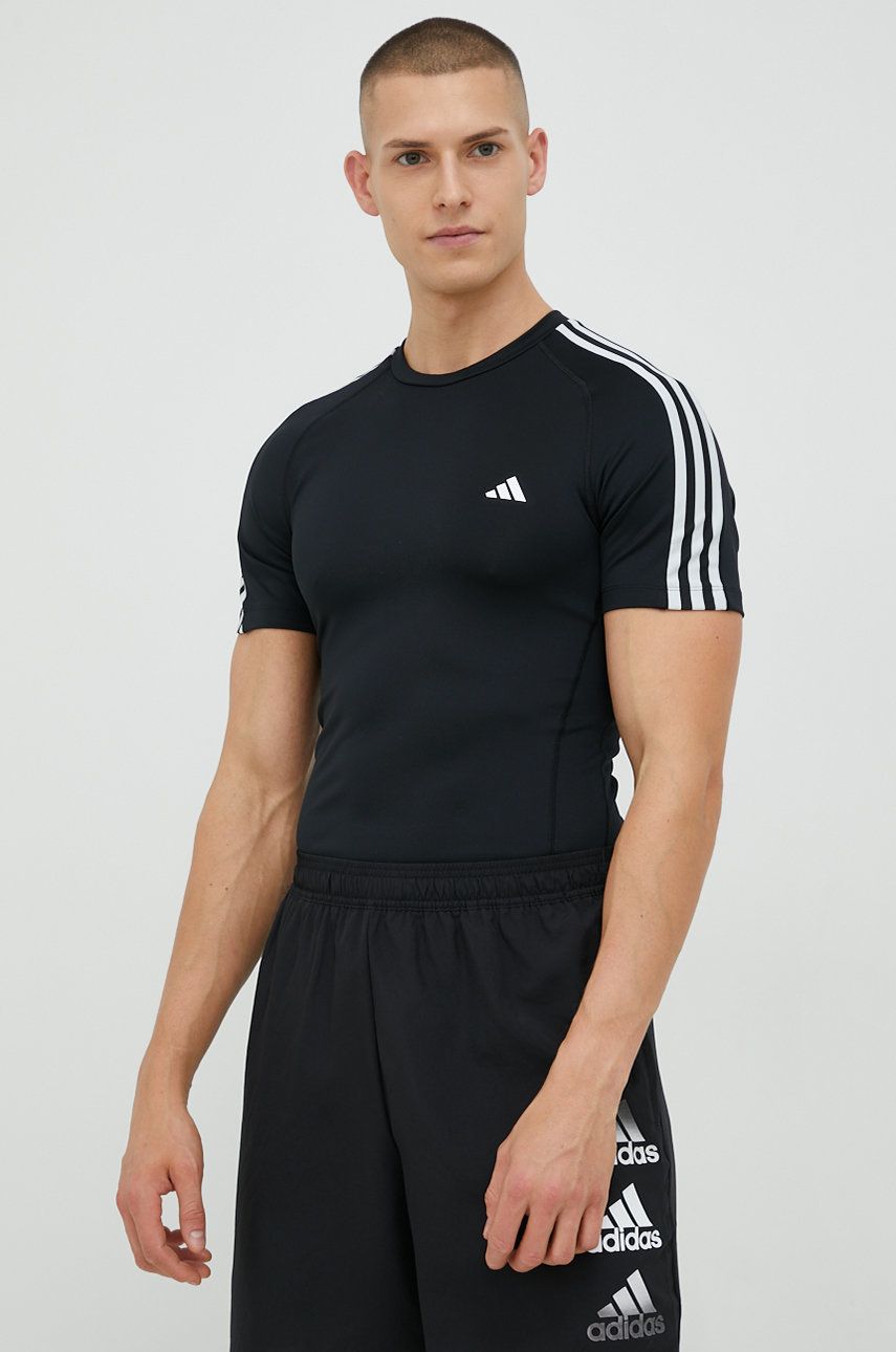 T-shirt adidas Performance Techfit 3-Stripes Training T-Shirt Sort | HD3525, 0