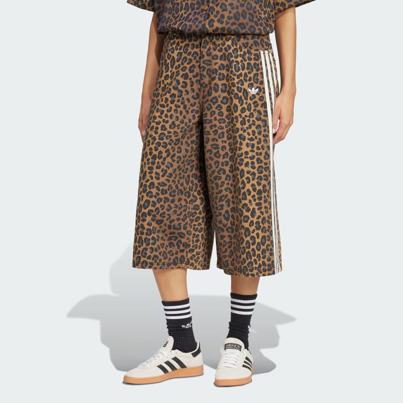 Shorts adidas Originals Originals Denim Leopard Print Bermuda Shorts Brun | KA2676