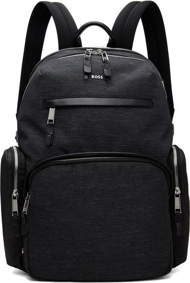 Rygsæk BOSS Textured Fabric Hardware Backpack Sort | 50548018, 0
