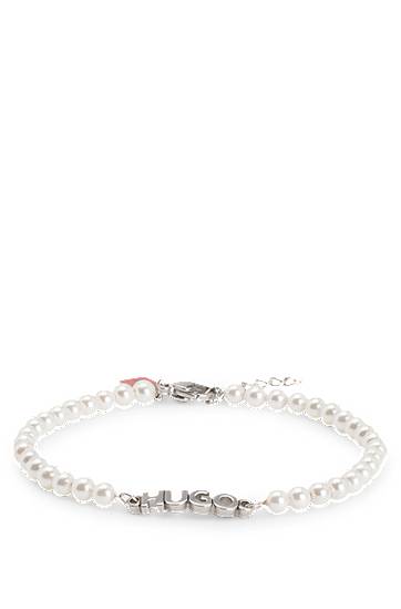 Armbånd BOSS HUGO Pearl Bracelet with Logo Hvid | 50544521, 0