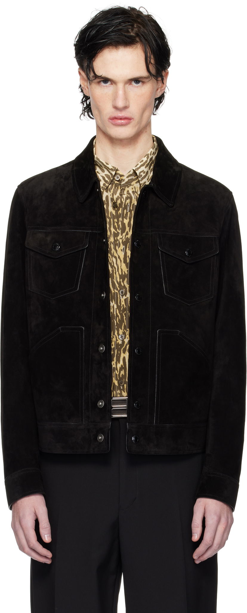 Jakke Tom Ford Suede Western Jacket Sort | LBI001-LMS001S23