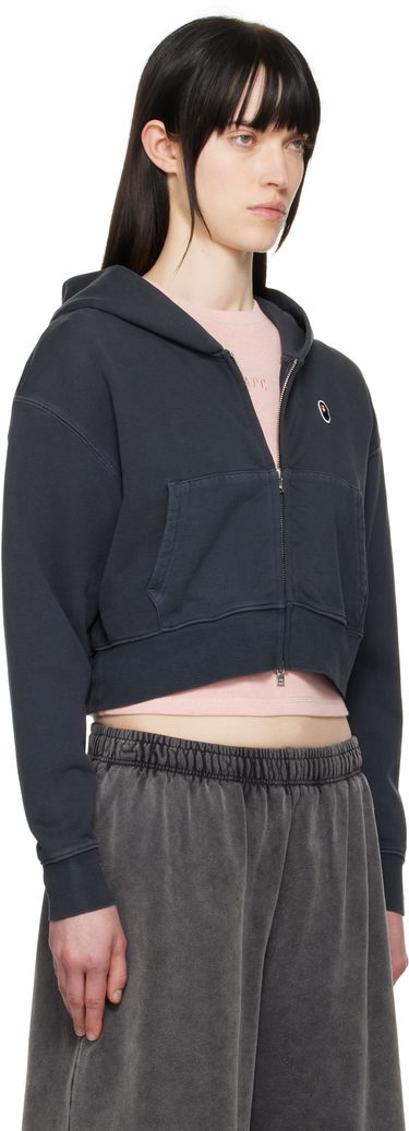 Sweatshirt BAPE BAPE One Point Cropped Zip Hoodie Mørkeblå | 001ZPL302007L, 1