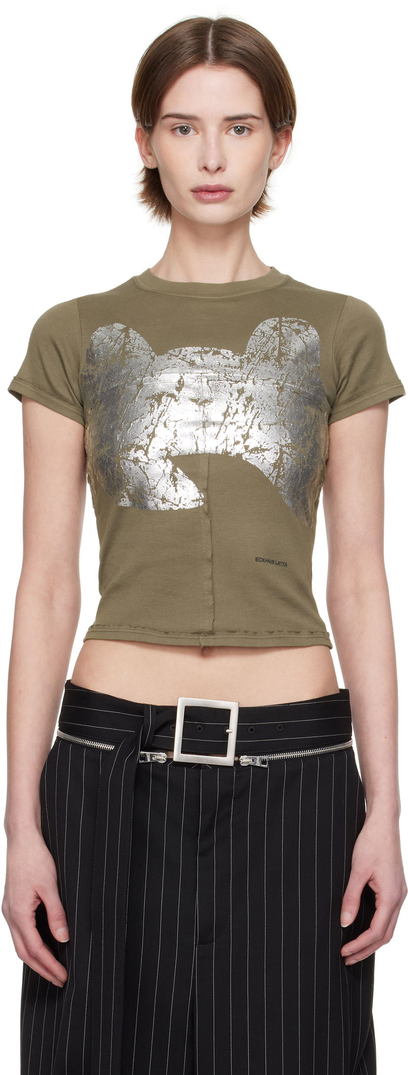 Crop top Eckhaus Latta Eckhaus Latta Lapped Baby T-Shirt Grøn | 303-EL-PS25-R -