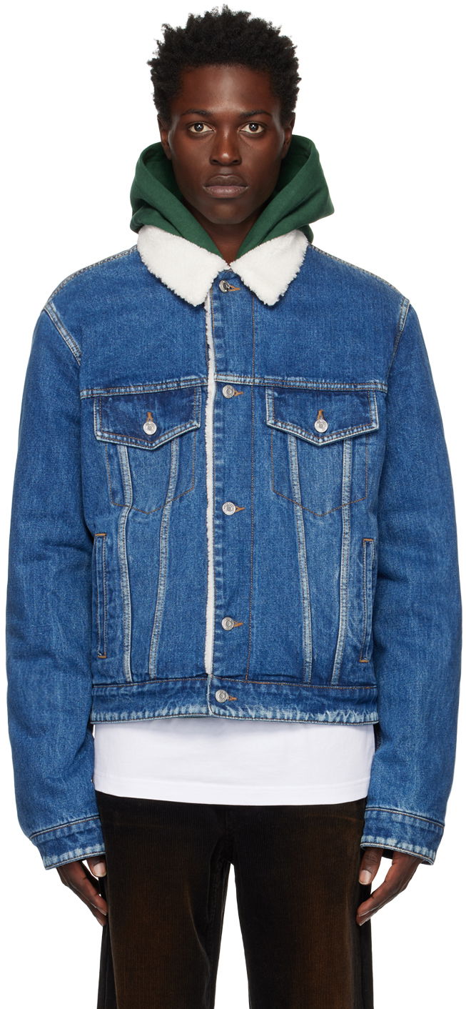 Jakke We11done We11done Regular-Fit Sherpa Denim Jacket Blå | WD-DJ3-22-362-U-BL, 0