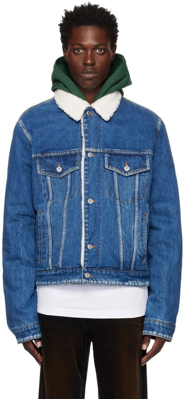 Jakke We11done We11done Regular-Fit Sherpa Denim Jacket Blå | WD-DJ3-22-362-U-BL, 0
