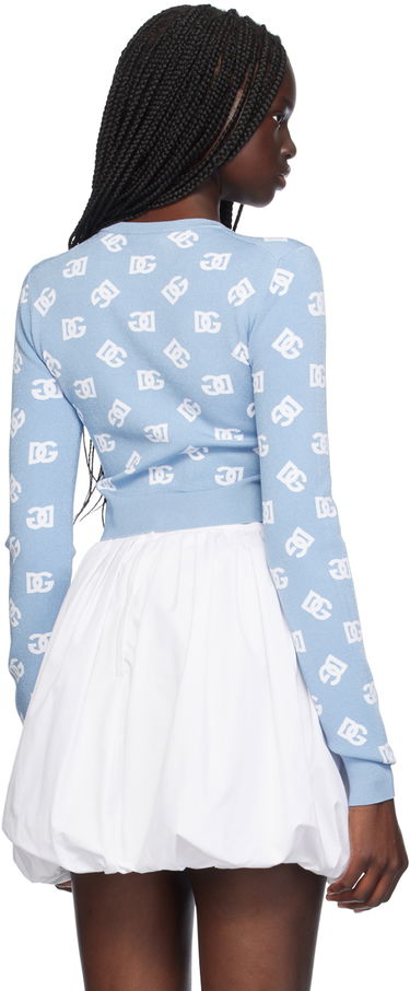 Sweater Dolce & Gabbana Dolce&Gabbana Cropped Jacquard Logo Sweater Blå | FXI12T JFMGT, 2