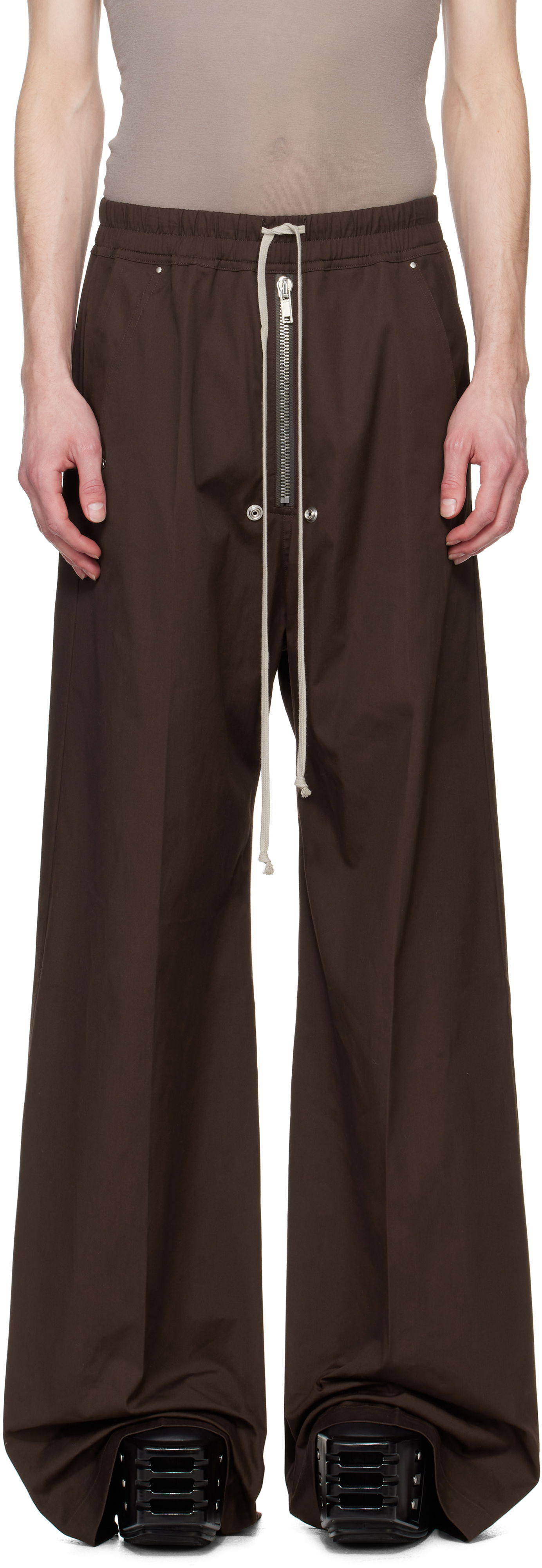 Bukser Rick Owens Rick Owens Hollywood Wide Bela Trousers Brun | RU01E5366 TE, 0
