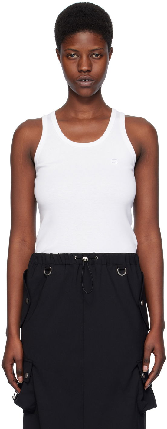 Tanktop Coperni Coperni Embroidered Tank Top Hvid | COPJS12510