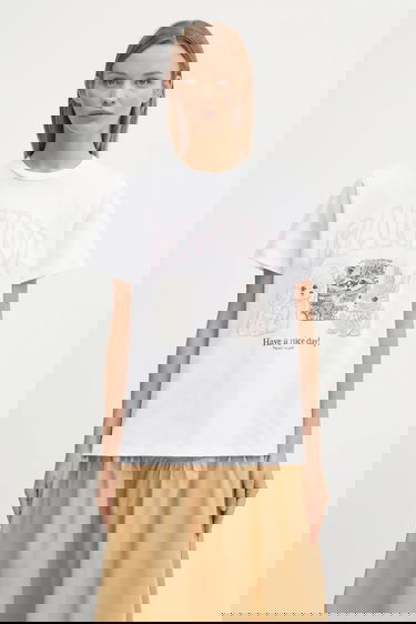 T-shirt GANNI GANNI Basic Cotton Jersey Animals Relaxed T-Shirt Hvid | T4376, 0