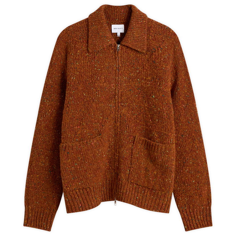 Jakke NORSE PROJECTS Erik Donegal Diamond Knit Jacket Brun | N45-0630-4042