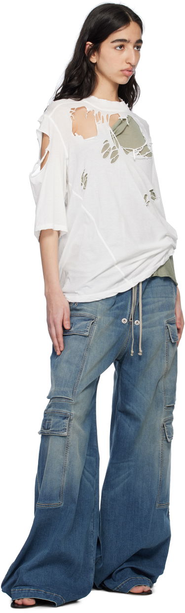 T-shirt Rick Owens Rick Owens DRKSHDW Distressed T-Shirt Hvid | DS01E3201 BHDSD, 3