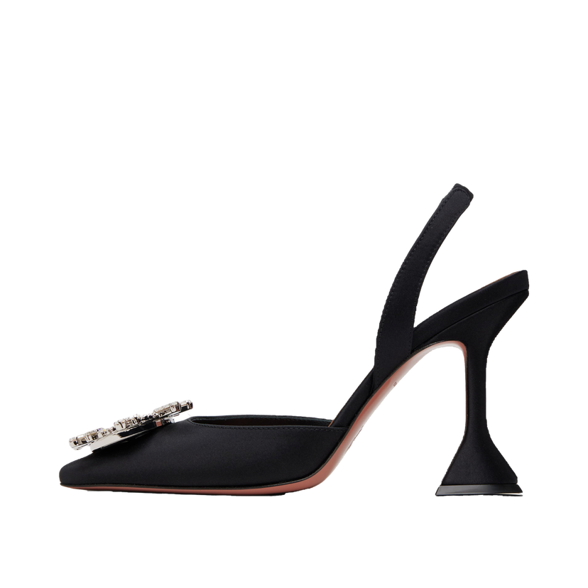 Sneakers og sko Amina Muaddi Amina Muaddi Begum Slingback Heels Sort | BEGUM SLING SATIN