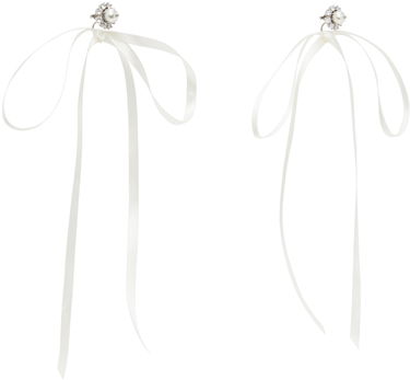 Øreringe Simone Rocha Simone Rocha Double Ended Daisy Bow Ribbon Earrings Hvid | ERG497 0906, 1