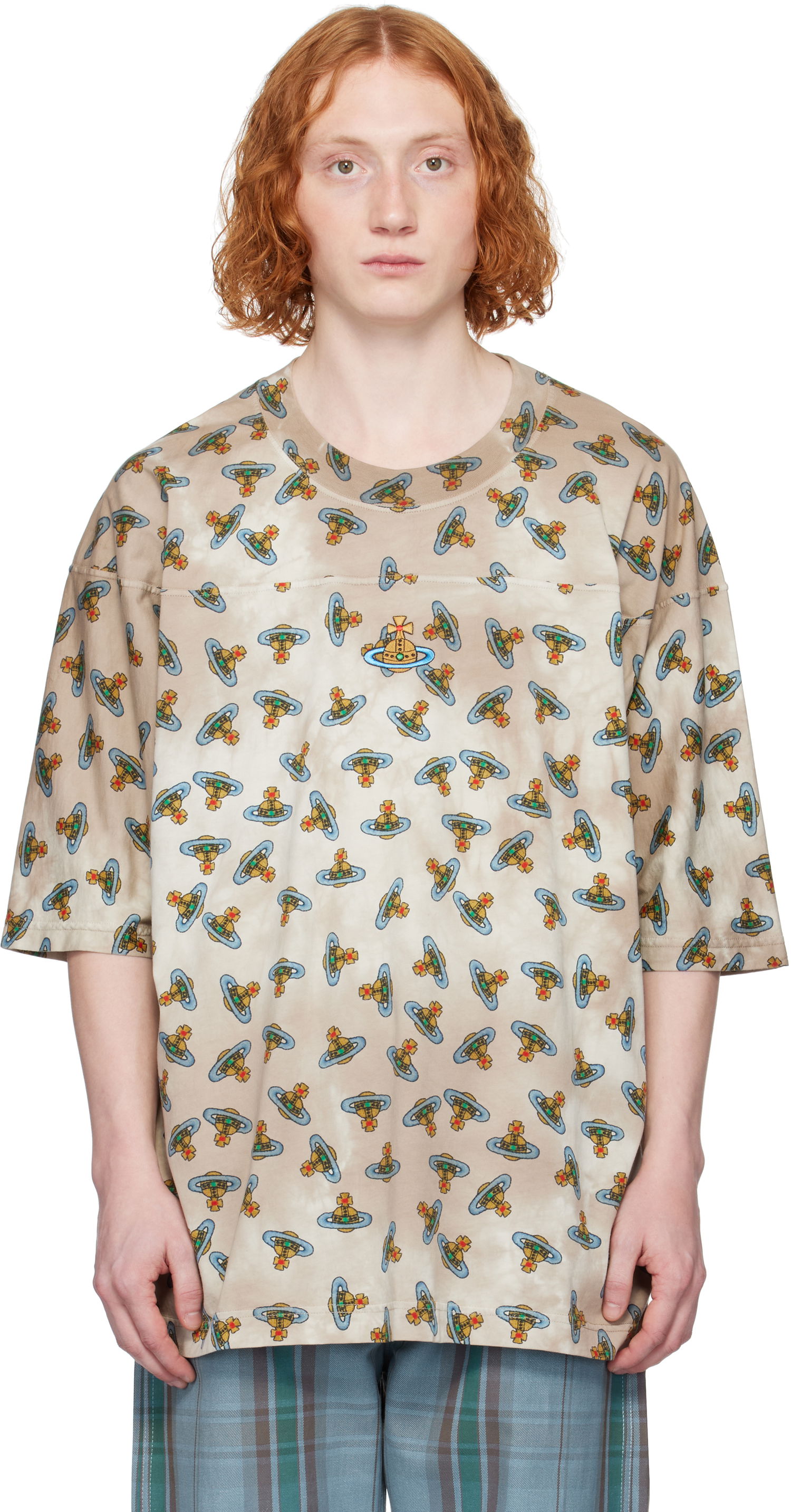 T-shirt Vivienne Westwood Vivienne Westwood Overdye Orb Print T-Shirt Beige | 3G01002D-J008V-, 0