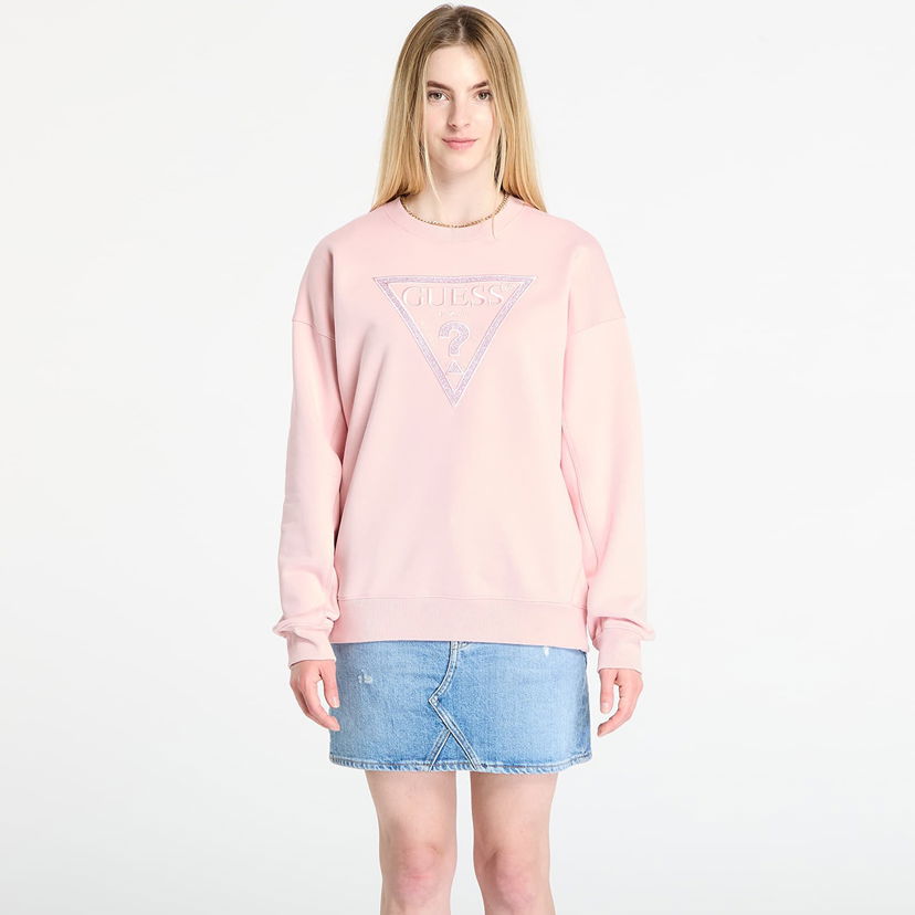 Sweatshirt GUESS GUESS Triangle Glitter Sweatshirt Lyserød | W5BQ11KC8I1-G66B