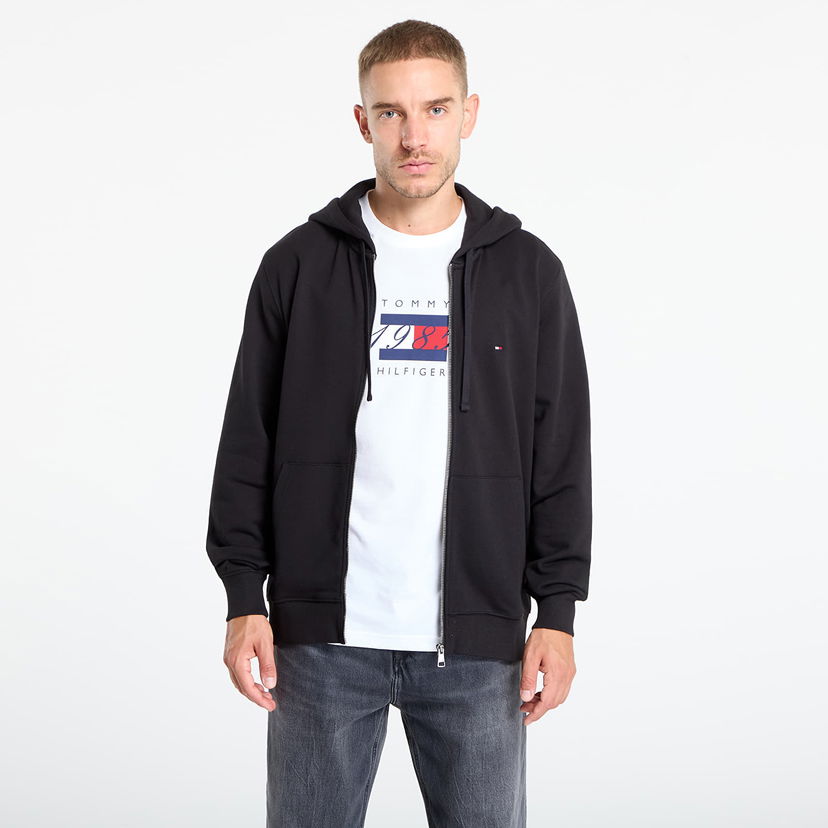 Sweatshirt Tommy Hilfiger Tommy Hilfiger Men's Essential Terry Zip-Through Hoodie Sort | MW0MW37239 BDS