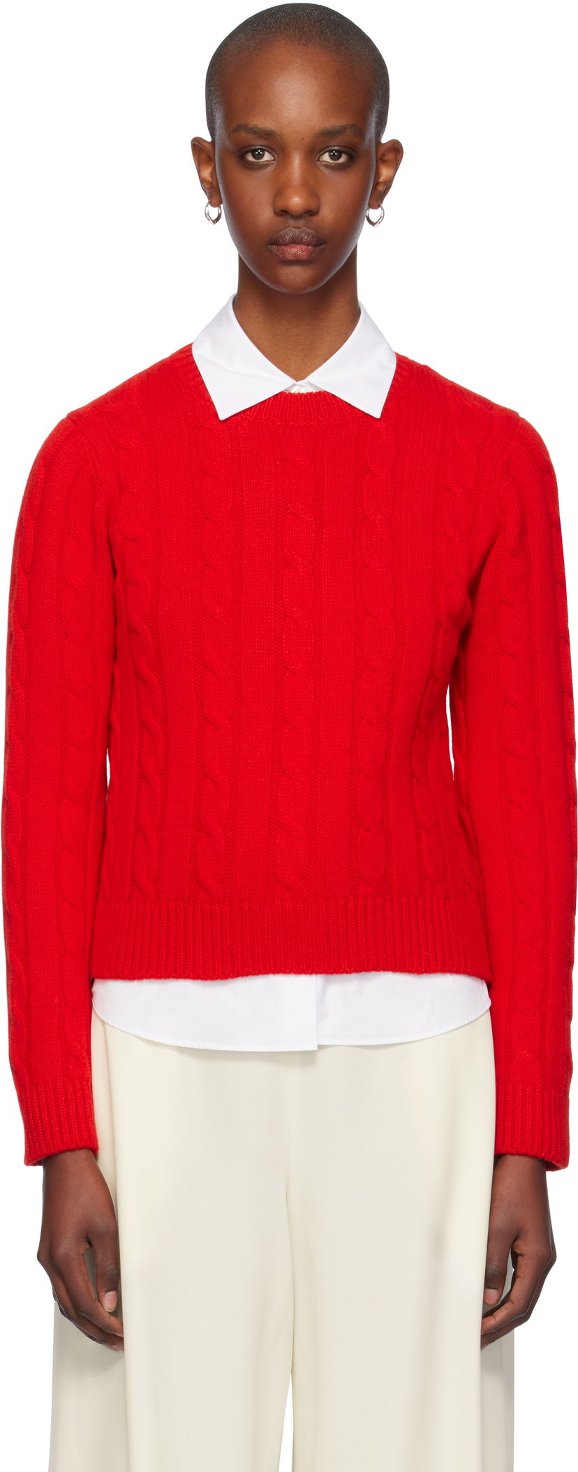 Sweater &Daughter Cable Crewneck Sweater Rød | F2304