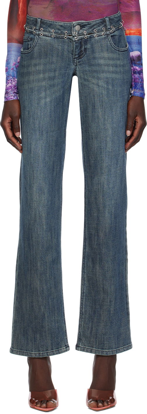 Jeans Miaou Miaou Marco Chain-Embellished Jeans Blå | 1033SD2DUR, 0