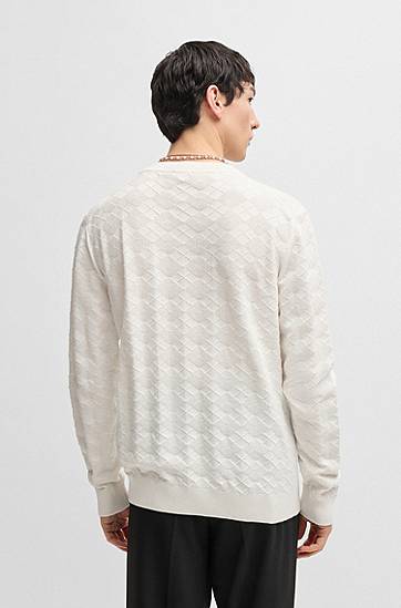 Sweater BOSS Argyle Sweater Hvid | 50536694, 1