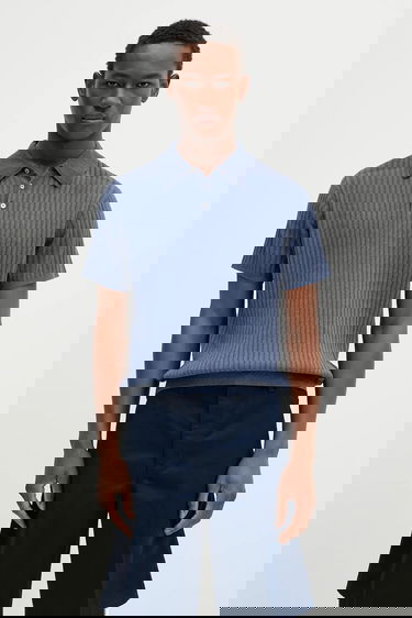 Polo skjorte Paul Smith Paul Smith Ribbed Knit Polo Shirt Blå | M1R.267Z.P02679, 0