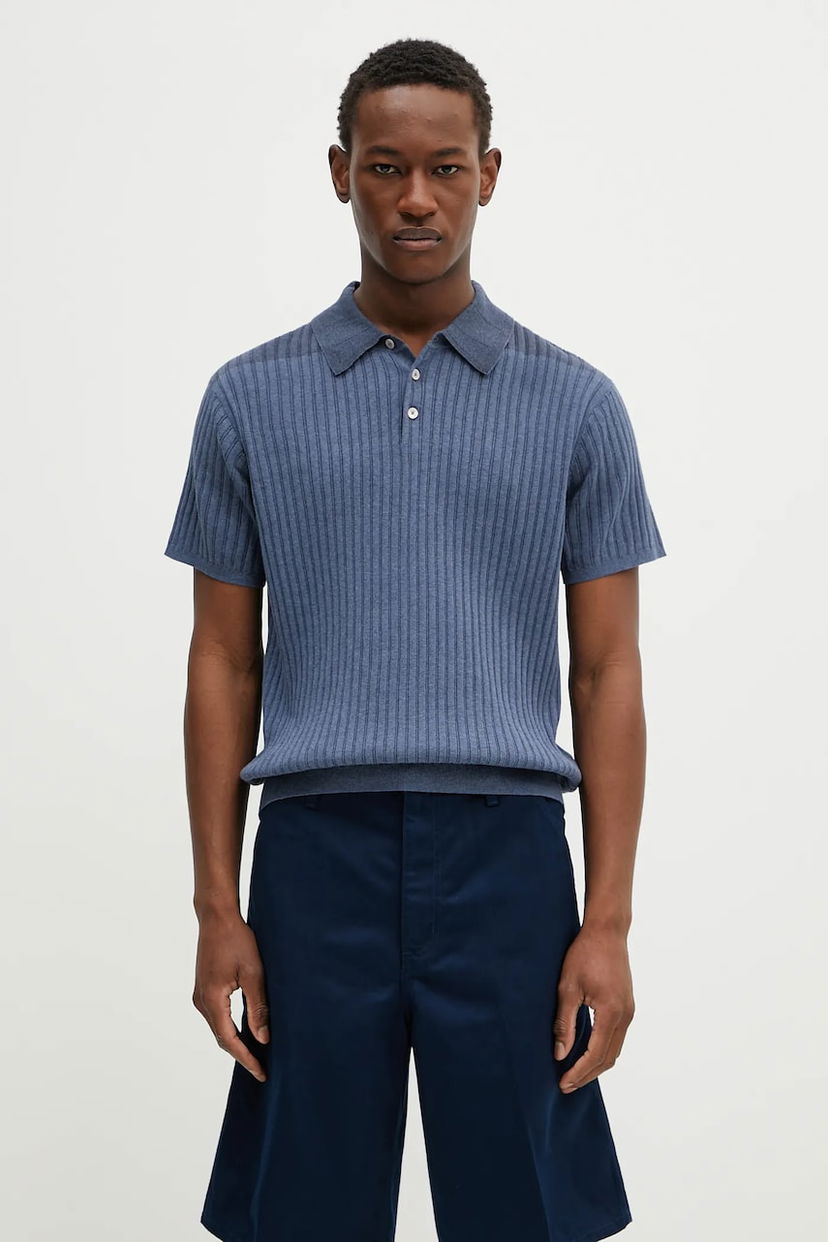 Polo skjorte Paul Smith Paul Smith Ribbed Knit Polo Shirt Blå | M1R.267Z.P02679