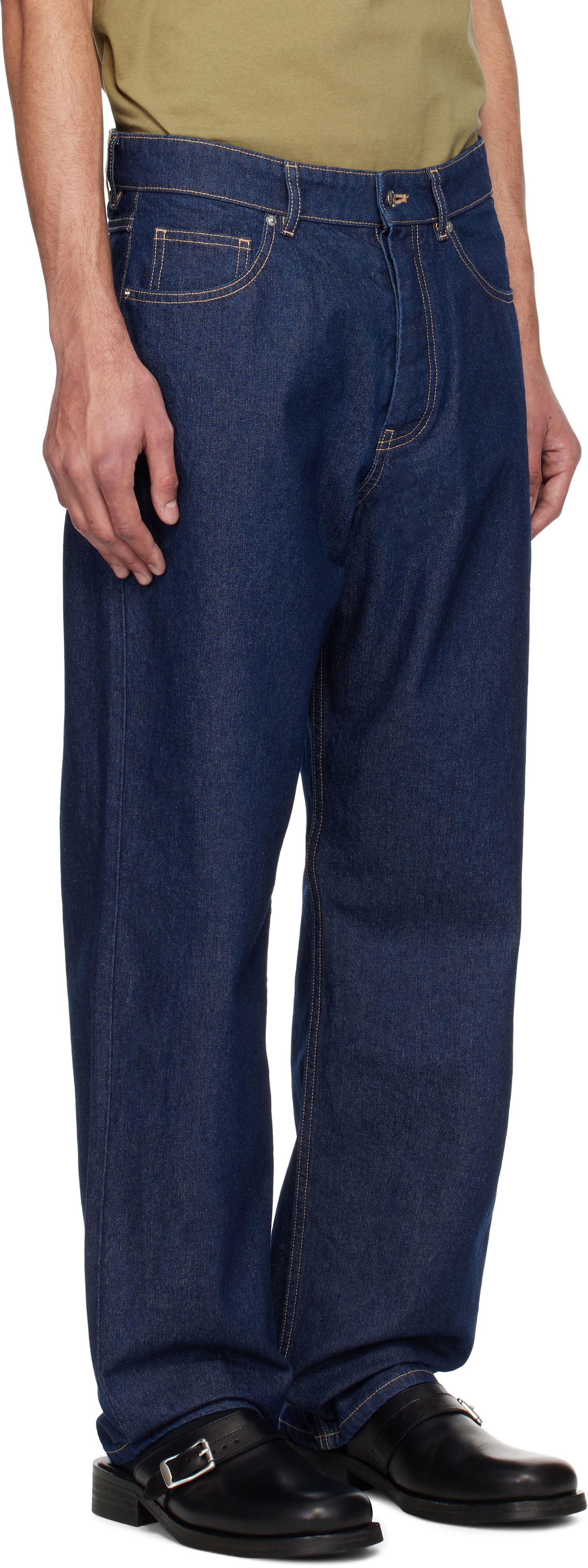 Jeans MAISON KITSUNÉ Maison Kitsuné Straight Denim Jeans Blå | OM01118WW0081, 1