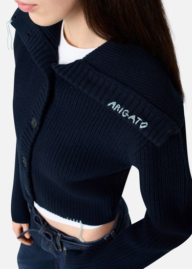 Sweater AXEL ARIGATO Celine Cropped Ribbed Knit Cardigan Mørkeblå | A3359001, 6