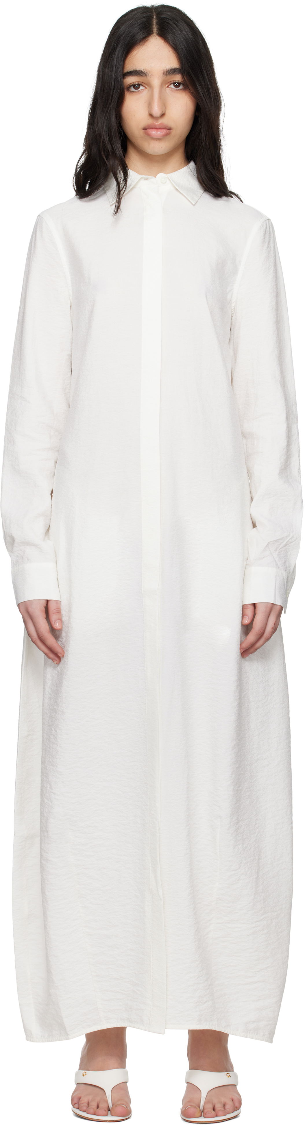 Kjole TOTEME TOTEME Parachute Shirt Maxi Dress Hvid | 251-WRD4489-FB0368, 0
